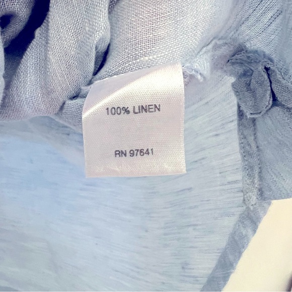 J.Jill Loves Linen Classic Blue Button Up Shirt Contemporary Preppy Coastal - Picture 10 of 11